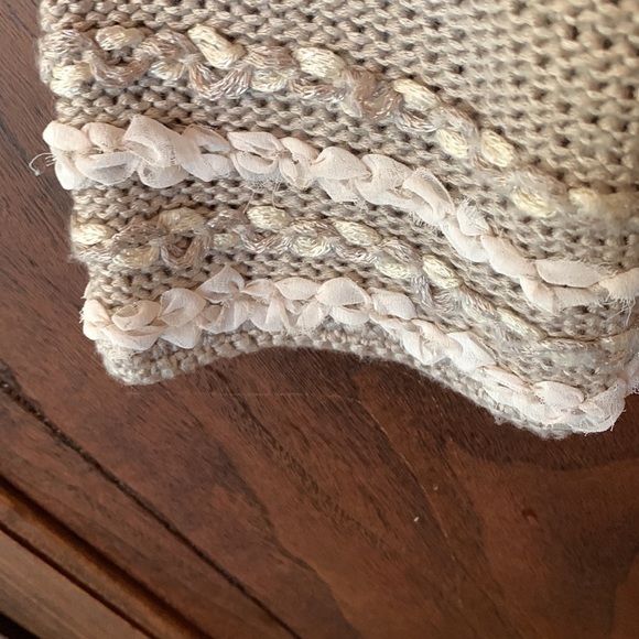 Ruby Rd cardigan size med grey and white mini ruffles long sleeve mixed media - Picture 3 of 12